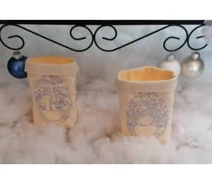 Stickserie ITH - Schneemann Redwork Lichtbeutel